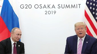 Russia's President Vladimir Putin and U.S. President Donald Trump attend a meeting on the sidelines of the G20 summit in Osaka, Japan June 28, 2019. Reuters file