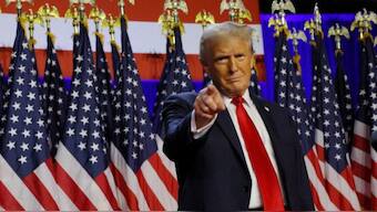 Donald Trump takes the stage to address supporters at his rally, at the Palm Beach County Convention Centre in West Palm Beach, Florida, US, November 6, 2024. Reuters
