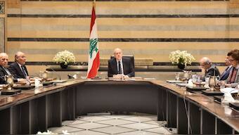 Lebanon's caretaker Prime Minister Najib Mikati meets with members of his cabinet in Beirut on November 27, 2024, to discuss the ceasefire between Israel and Hezbollah. AFP