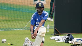 Virat Kohli from practice session at home during Test series vs New Zealand. Image: AP