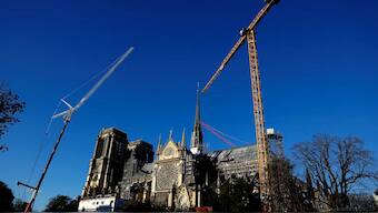 Cranes are seen around the Notre-Dame de Paris Cathedral, which was ravaged by a fire in 2019, as restoration works continue before its reopening, in Paris, France, October 23, 2024. (Photo: Reuters)
