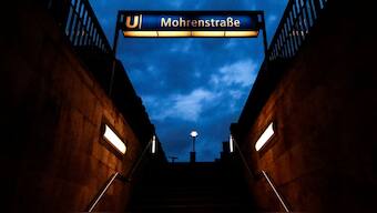 A sign for Mohrenstrasse subway station is seen in central Berlin, Germany, July 15, 2020. File Image/Reuters