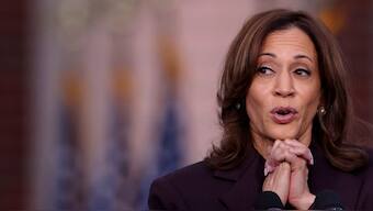 Democratic presidential nominee Kamala Harris reacts as she delivers remarks, conceding the 2024 US presidential election to Donald Trump, at Howard University in Washington. Reuters