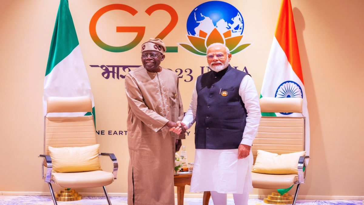 Prime Minister Narendra Modi and President of Nigeria Bola Ahmed Tinubu at the G20 summit. Image courtesy X Prime Minister Narendra Modi and President of Nigeria Bola Ahmed Tinubu at the G20 summit. Image courtesy X