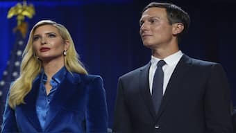 Ivanka Trump and Jared Kushner listen as Donald Trump makes his victory speech after winning the US presidential polls. Ivanka's presence at the event raises questions if she will return to politics. AP
