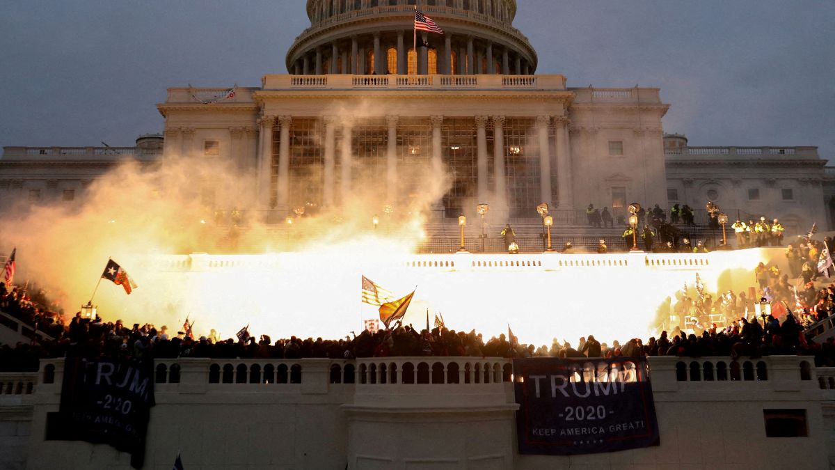 An explosion caused by a police munition is seen while supporters of US President Donald Trump riot at the US Capitol Building in Washington, US, January 6, 2021. File Image/Reuters An explosion caused by a police munition is seen while supporters of US President Donald Trump riot at the US Capitol Building in Washington, US, January 6, 2021. File Image/Reuters