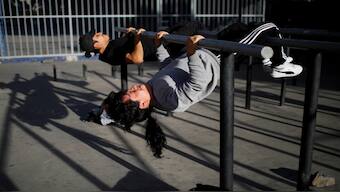 People work out at the public open-air gym Spartans Street workout in Mexico City, Mexico, January 11, 2024. Reuters