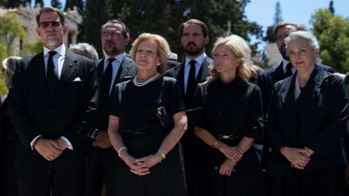 Former Greek royal family members (from left) Pavlos, Nikolaos, Anne-Marie and Philippos with others in Athens in August. AP Former Greek royal family members (from left) Pavlos, Nikolaos, Anne-Marie and Philippos with others in Athens in August. AP