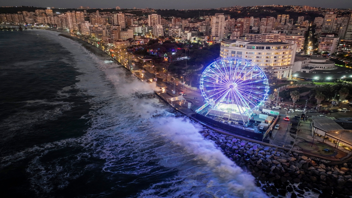 Aerial view of heavy tidal waves in Viña del Mar, Chile, taken on December 28, 2024. AFP Aerial view of heavy tidal waves in Viña del Mar, Chile, taken on December 28, 2024. AFP