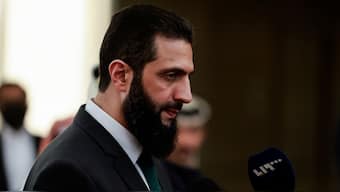Syria's de facto leader Ahmed al-Sharaa, also known as Abu Mohammed al-Golani, speaks to the media after the ousting of Syria's Bashar al-Assad, in Damascus, Syria, December 23, 2024. File Image/Reuters
