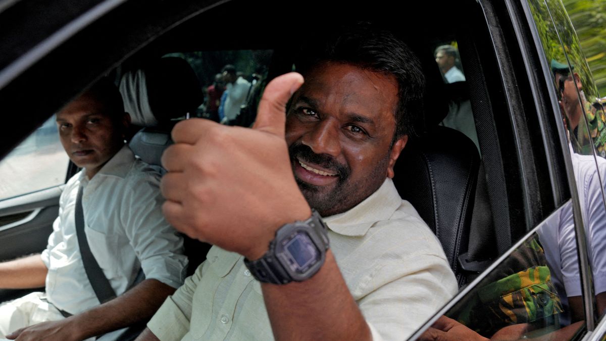 Sri Lanka's President and National People's Power (NPP) party leader Anura Kumara Disanayaka gestures as he leaves after casting his vote on the day of the parliamentary election in Colombo, Sri Lanka, November 14, 2024. File Image/Reuters Sri Lanka's President and National People's Power (NPP) party leader Anura Kumara Disanayaka gestures as he leaves after casting his vote on the day of the parliamentary election in Colombo, Sri Lanka, November 14, 2024. File Image/Reuters
