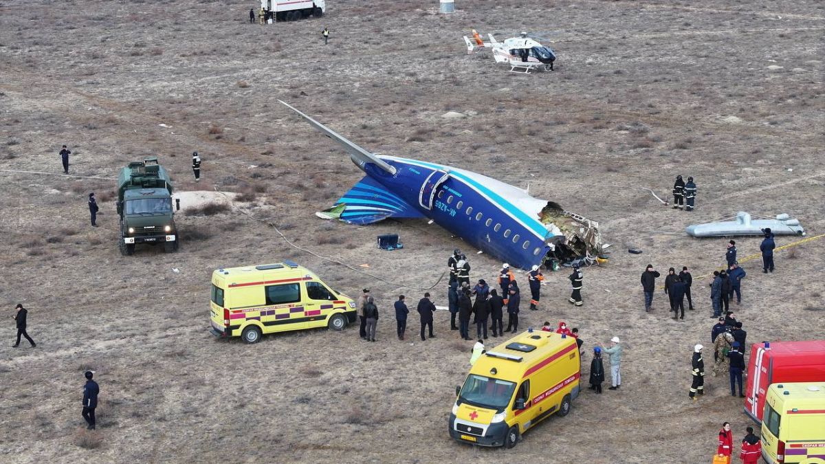 A drone view shows the crash site of an Azerbaijan Airlines passenger plane near the city of Aktau, Kazakhstan, December 25, 2024. File Image/Reuters A drone view shows the crash site of an Azerbaijan Airlines passenger plane near the city of Aktau, Kazakhstan, December 25, 2024. File Image/Reuters