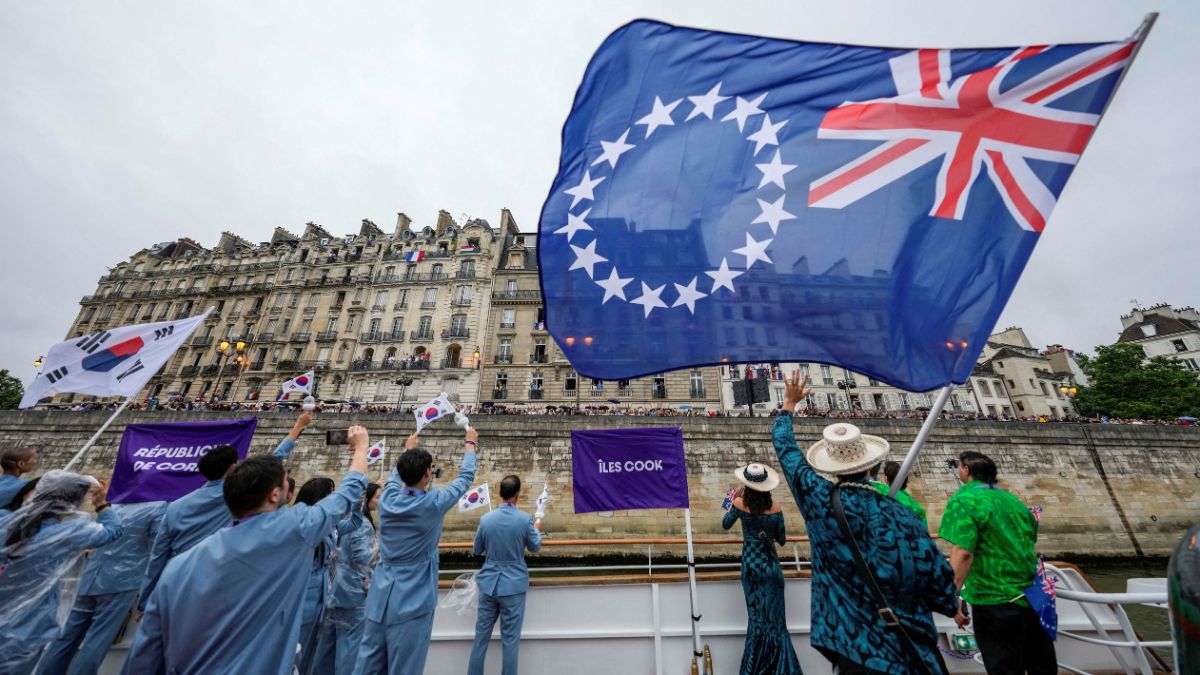 Team South Korea and Team Cook Islands wave their flags from a boat during the opening ceremony of the 2024 Summer Olympics in Paris, France, July 26, 2024. File Image/Reuters Team South Korea and Team Cook Islands wave their flags from a boat during the opening ceremony of the 2024 Summer Olympics in Paris, France, July 26, 2024. File Image/Reuters