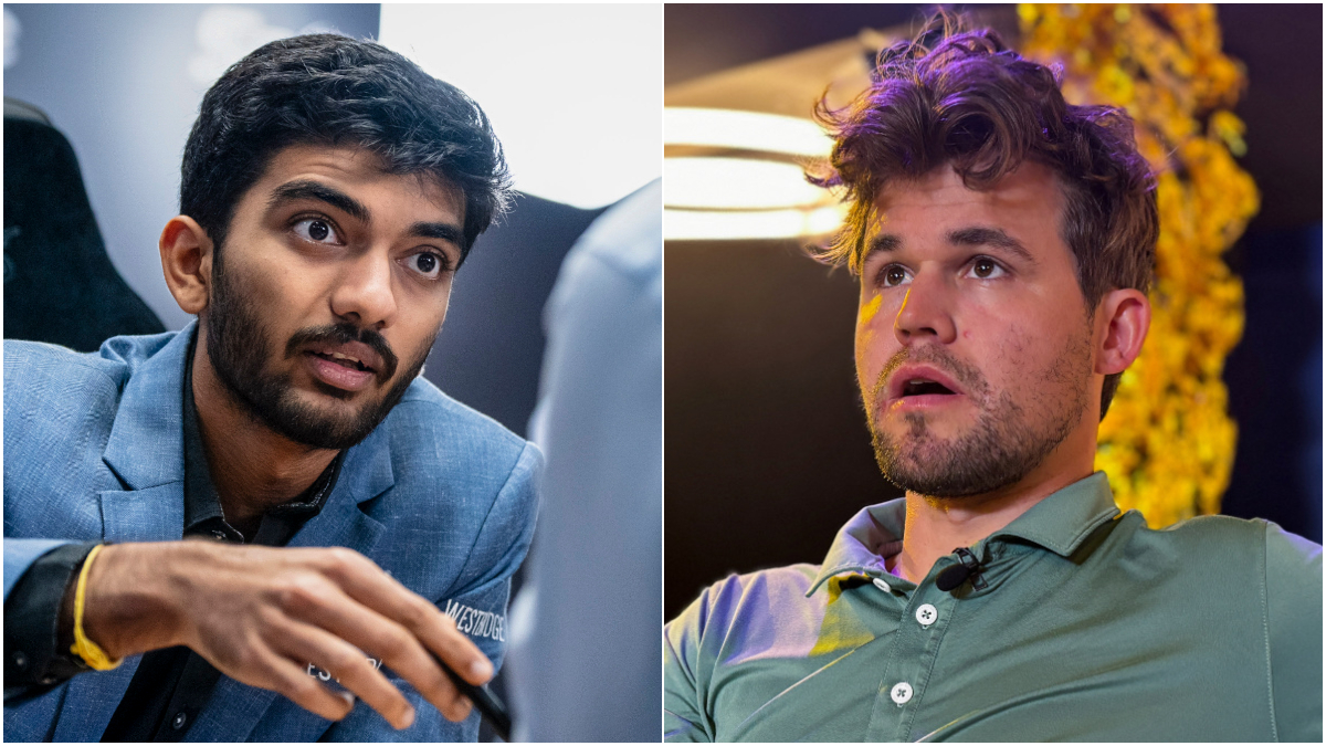 File image of reigning chess world champion D Gukesh and current world No 1 Magnus Carlsen. Image credit: FIDE/Reuters File image of reigning chess world champion D Gukesh and current world No 1 Magnus Carlsen. Image credit: FIDE/Reuters