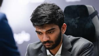D Gukesh in action during Game 11 of the FIDE World Chess Championship in Singapore. Image credit: X/@FIDE