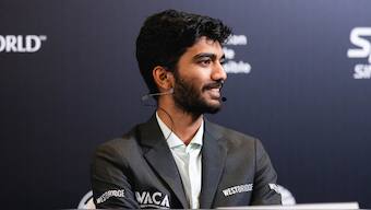 India's D Gukesh defeated China's Ding Liren in less than 30 moves in Game 11 of the 2024 World Chess Championship. Image credit: Eng Chin An/FIDE