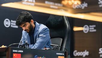 D Gukesh and Ding Liren now have just four more games in World Chess Championship to decided a winner. Image: FIDE 
