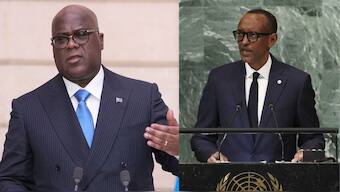 The leader of Democratic Repulic of Congo, Felix Tshisekedi (L), and the President of Rwanda, Paul Kagame (R). Image sources: Agencies