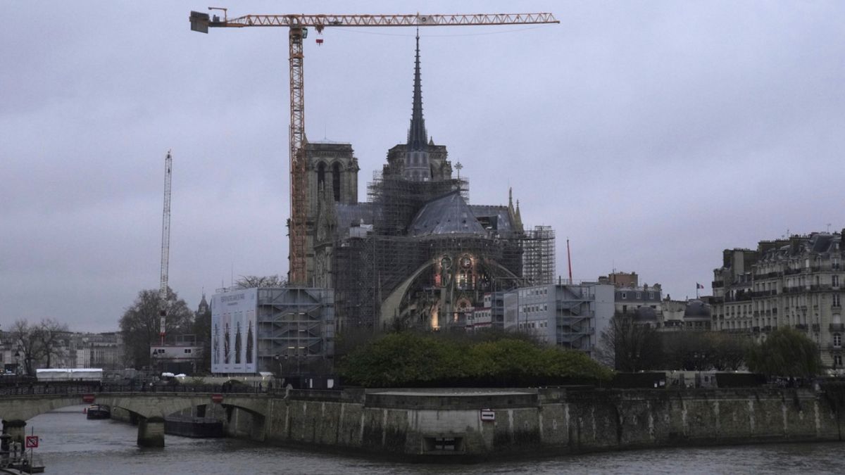 Notre-Dame de Paris cathedral is pictured ahead of December 7 reopening ceremony. AP Notre-Dame de Paris cathedral is pictured ahead of December 7 reopening ceremony. AP