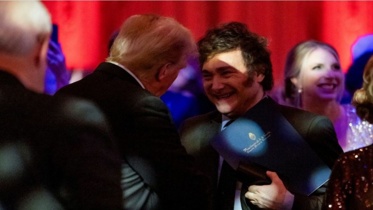 US President-elect Donald Trump shakes hands with Argentine President Javier Milei at the America First Policy Institute gala at Mar-A-Lago in Palm Beach, Florida, US on November 14, 2024. Source: Reuters. US President-elect Donald Trump shakes hands with Argentine President Javier Milei at the America First Policy Institute gala at Mar-A-Lago in Palm Beach, Florida, US on November 14, 2024. Source: Reuters.