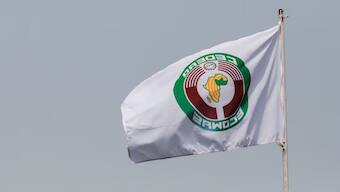 Economic Community of West African States (ECOWAS) flag is pictured during an extraordinary summit of ECOWAS to hear reports from recent missions to Mali, Burkina Faso and Guinea following military coups in those countries, in Accra, Ghana March 25, 2022. Reuters