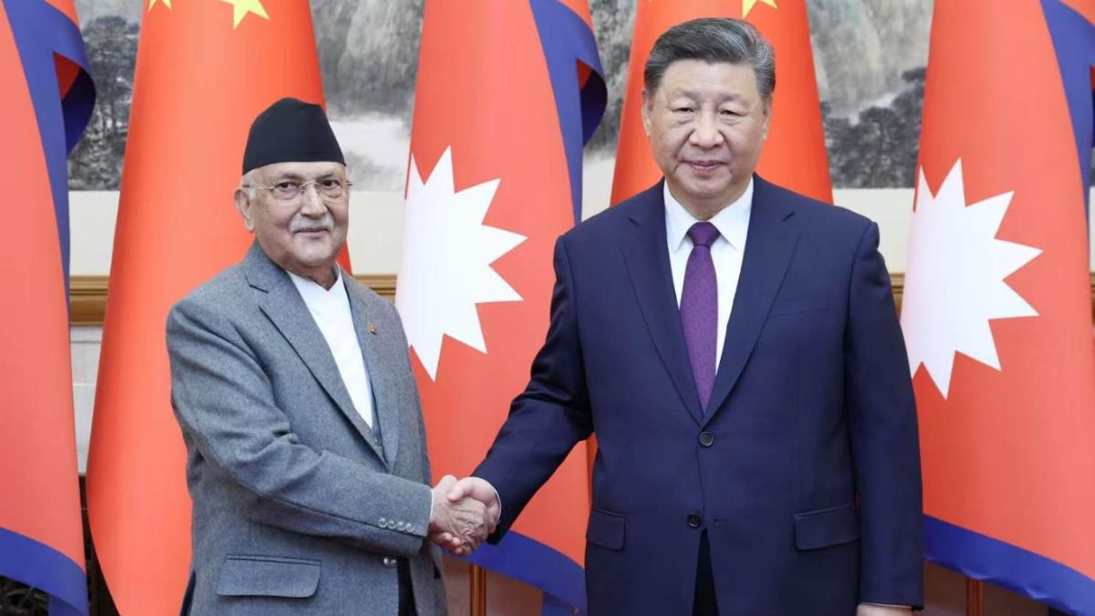 Nepal Prime Minister KP Sharma Oli with Chinese President Xi Jinping in Beijing Photo: MoFA Nepal Nepal Prime Minister KP Sharma Oli with Chinese President Xi Jinping in Beijing Photo: MoFA Nepal