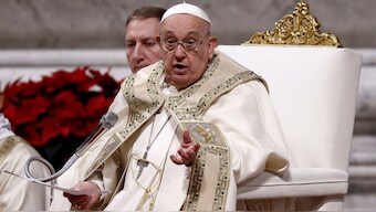 Pope Francis speaks as he celebrates Christmas Eve Mass in St. Peter's Basilica at the Vatican, December 24, 2024. (Photo: Reuters)