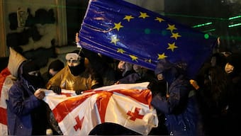 Demonstrators protest against the ruling government, Tbilisi, Georgia, December 1, 2024. File Image/Reuters