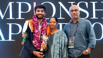 Mother Padma Kumari and father Rajnikanth have been the pillars of D Gukesh's World Chess Championship win. Image: PTI 