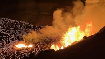This handout image provided by the US Geological Survey (USGS) shows a view of a new eruption within the summit caldera of Kilauea, Kaluapele, that began this morning at the Kilaeau volcano on Hawaii's Big Island. AFP