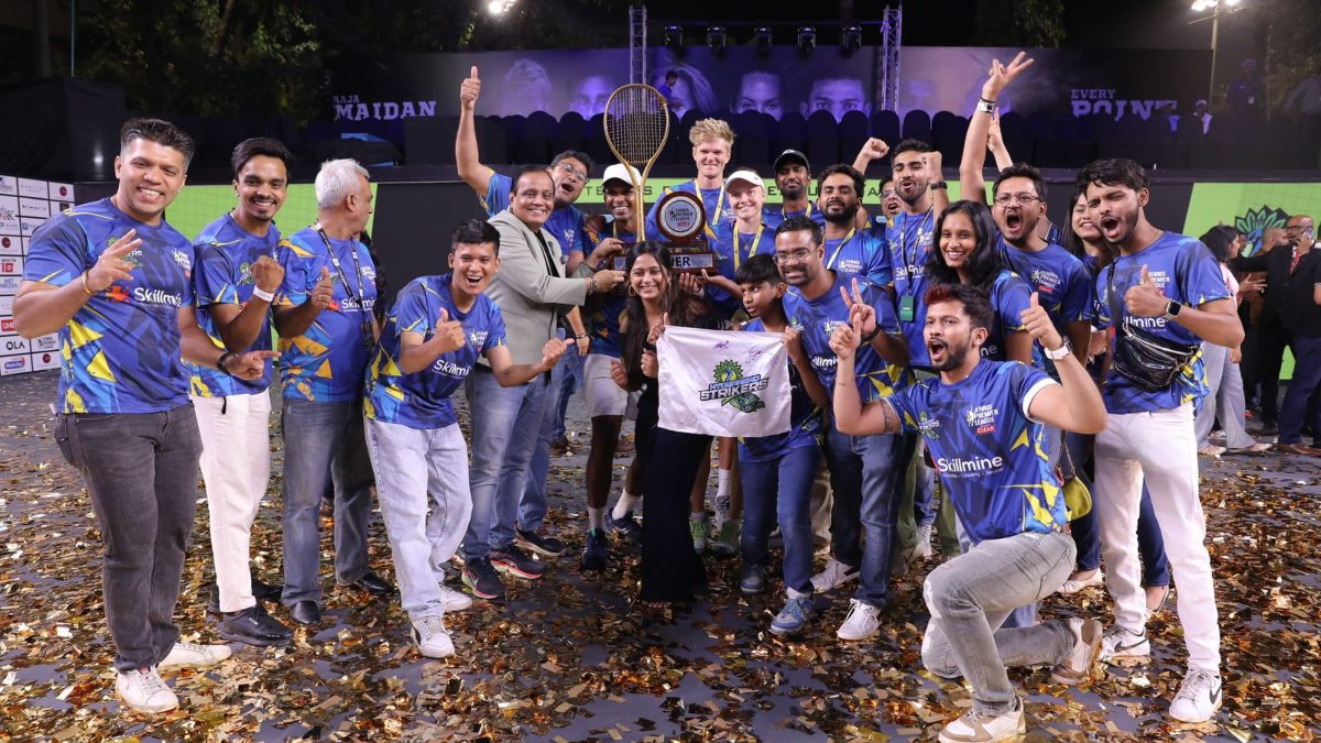 Hyderabad Strikers celebrate after defeating Yash Mumbai Eagles in the final of TPL 2024. Image credit: Tennis Premier League Hyderabad Strikers celebrate after defeating Yash Mumbai Eagles in the final of TPL 2024. Image credit: Tennis Premier League