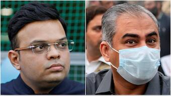 File image of incumbent ICC chairman Jay Shah and PCB chairman Mohsin Naqvi. Reuters/AP