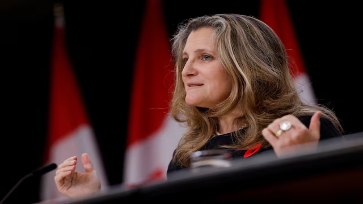 Canada's Deputy Prime Minister and Minister of Finance Chrystia Freeland speaks during a press conference in Ottawa, Ontario, Canada November 6, 2024. Reuters Canada's Deputy Prime Minister and Minister of Finance Chrystia Freeland speaks during a press conference in Ottawa, Ontario, Canada November 6, 2024. Reuters