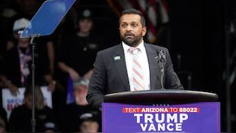 Kash Patel, former chief of staff to the US defence secretary speaks at a campaign rally, in Prescott Valley, Arizona, US, October 13, 2024. File Image/Reuters