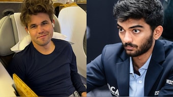 Magnus Carlsen did not take any names when asked to pick his successor. Images: Magnus Carlsen and FIDE on X