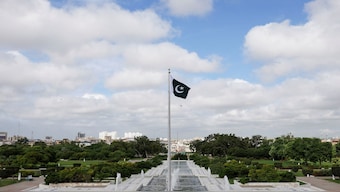 Pakistan's national flag at the Mausoleum of Muhammad Ali Jinnah in Karachi, Pakistan on August 14, 2022. Reuters File