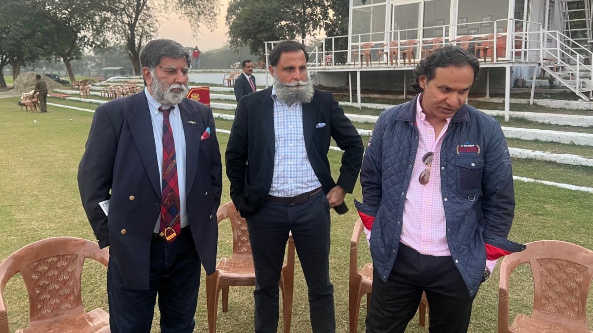 Members of the Indian Polo Association, (L to R) Rajesh Sehgal, chairman of the Polo Tournament Committee; Jai Shergill, Polo Tournament Committee coordinator; Deepak Udar, North India IPA steward; speak about the draw of a polo tournament at the Jaipur Polo Ground in New Delhi, December 1, 2024. Firstpost/Anmol Singla