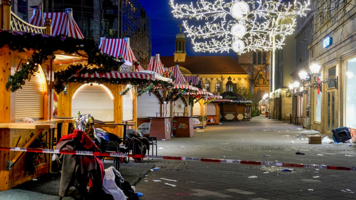 The Christmas market, where a car drove into a crowd on Friday evening, in Magdeburg, Germany, is empty on Saturday evening , Dec. 21, 2024. Image- AP The Christmas market, where a car drove into a crowd on Friday evening, in Magdeburg, Germany, is empty on Saturday evening , Dec. 21, 2024. Image- AP