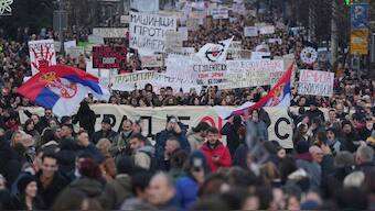 People attend a protest against the Serbian authorities in Belgrade, Serbia, Sunday, Dec. 22, 2024.  Image- AP