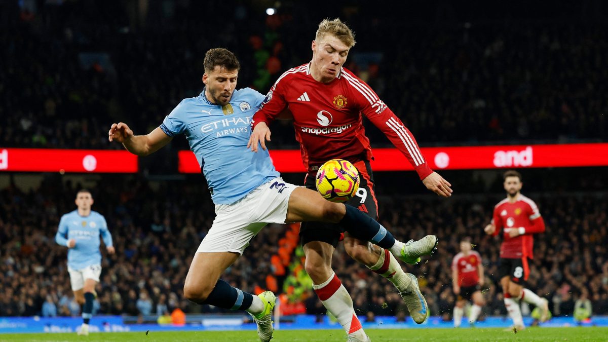 Ruben Dias suffered injury during Sunday's 2-1 loss to Manchester United. Image: Reuters
Ruben Dias suffered injury during Sunday's 2-1 loss to Manchester United. Image: Reuters