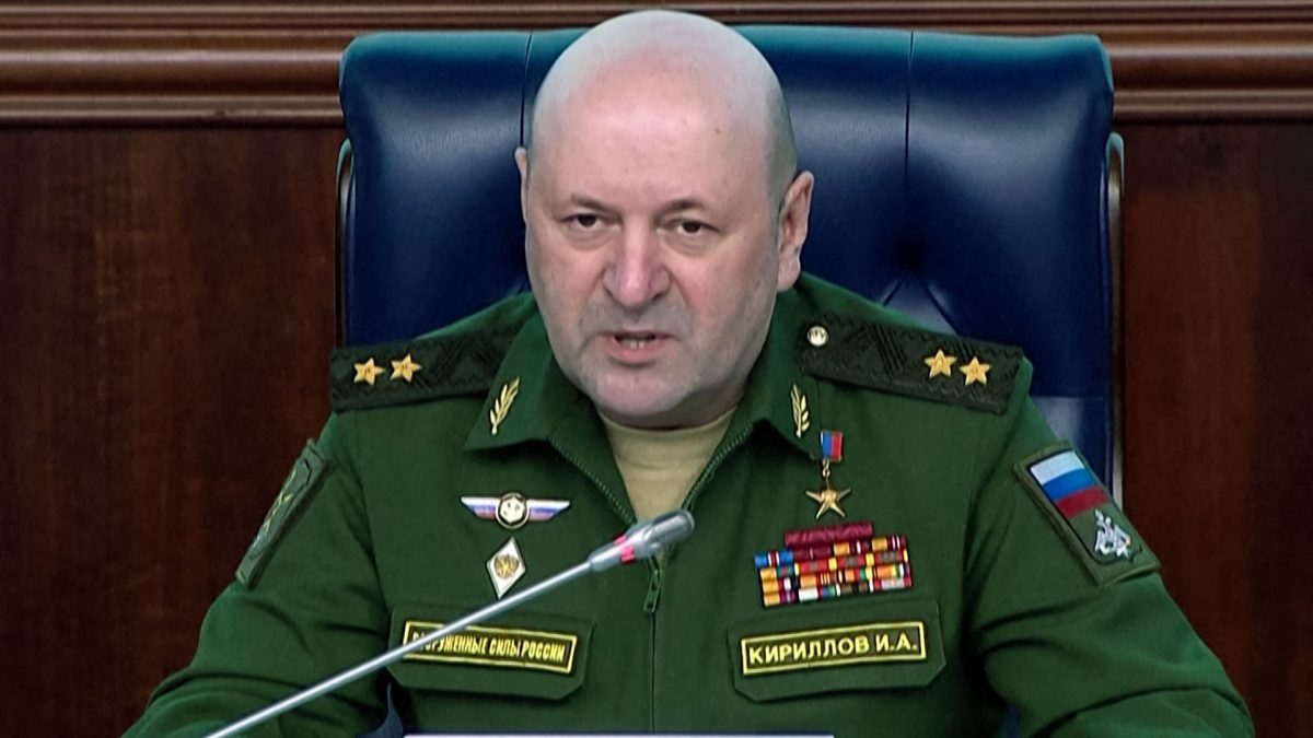 Russia's Lieutenant General Igor Kirillov, in charge of Russian troops for radioactive, chemical and biological protection, was killed on December 17, 2024 when an explosive device hidden in a scooter went off outside a building in Moscow. Source: AFP | Russian Defence Ministry. Russia's Lieutenant General Igor Kirillov, in charge of Russian troops for radioactive, chemical and biological protection, was killed on December 17, 2024 when an explosive device hidden in a scooter went off outside a building in Moscow. Source: AFP | Russian Defence Ministry.