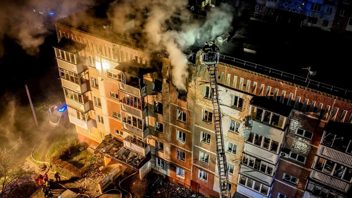 A drone view shows an apartment building hit by a Russian drone strike, amid Russia's attack on Ukraine, in Ternopil, Ukraine. File image/ Reuters A drone view shows an apartment building hit by a Russian drone strike, amid Russia's attack on Ukraine, in Ternopil, Ukraine. File image/ Reuters