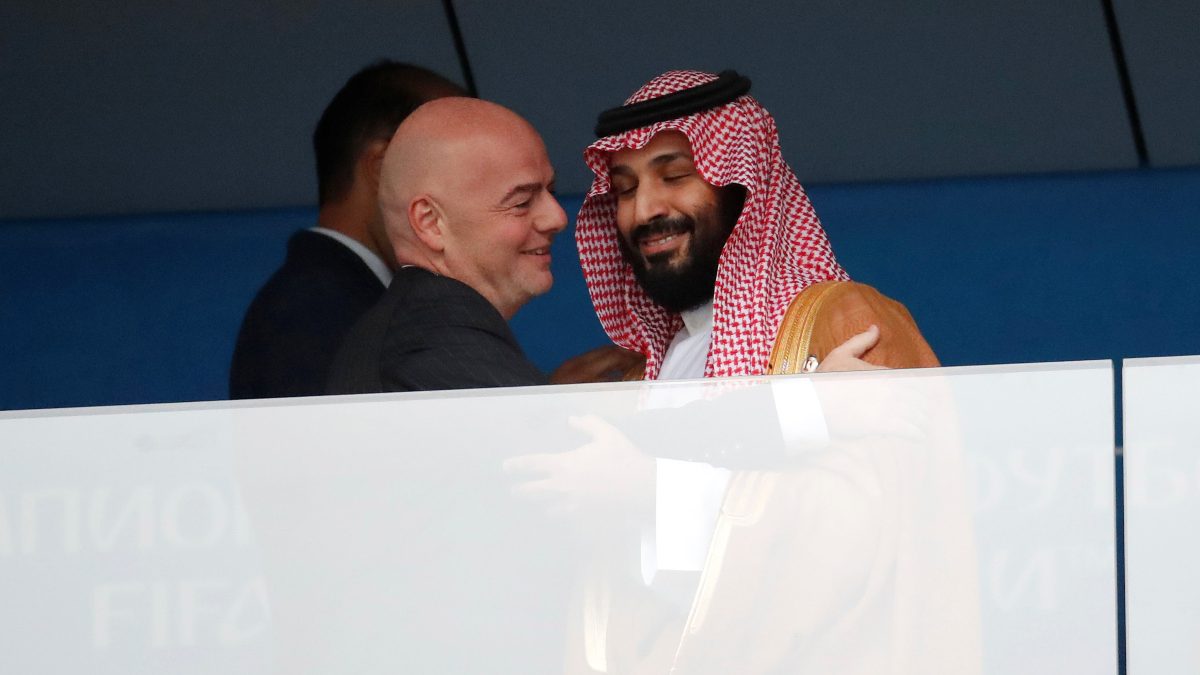 FIFA President Gianni Infantino and Saudi Arabian Crown Prince Mohammad bin Salman bin reportedly have very close ties. Image: Reuters FIFA President Gianni Infantino and Saudi Arabian Crown Prince Mohammad bin Salman bin reportedly have very close ties. Image: Reuters