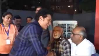 Sachin Tedulkar reunited with Vinod Kambli at the inauguration of a memorial for their former coach Ramakant Achrekar in Mumbai. Image: Screengrab 