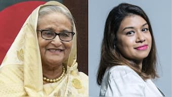 Former Bangladesh PM Sheikh Hasina's (L) nice, Tulip Siddiq (R), has been named in graft probe in the UK. Agencies