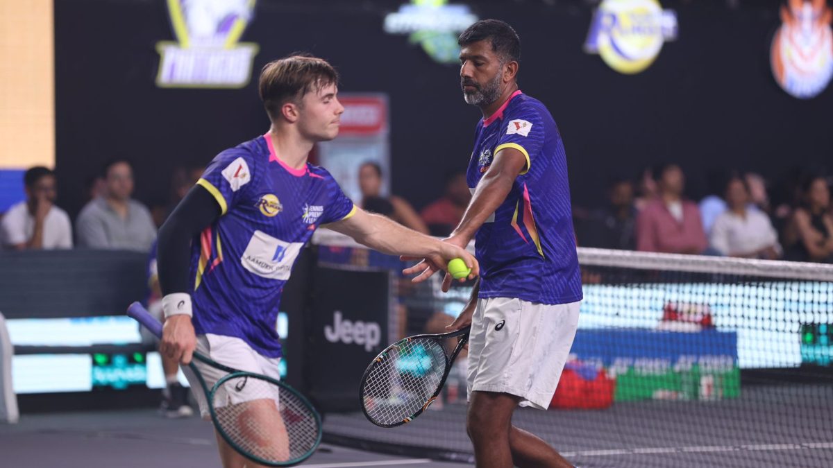 Rohan Bopanna during a Tennis Premier League men's doubles match. Image: TPL Rohan Bopanna during a Tennis Premier League men's doubles match. Image: TPL
