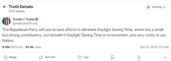 Trump vows to eliminate DST