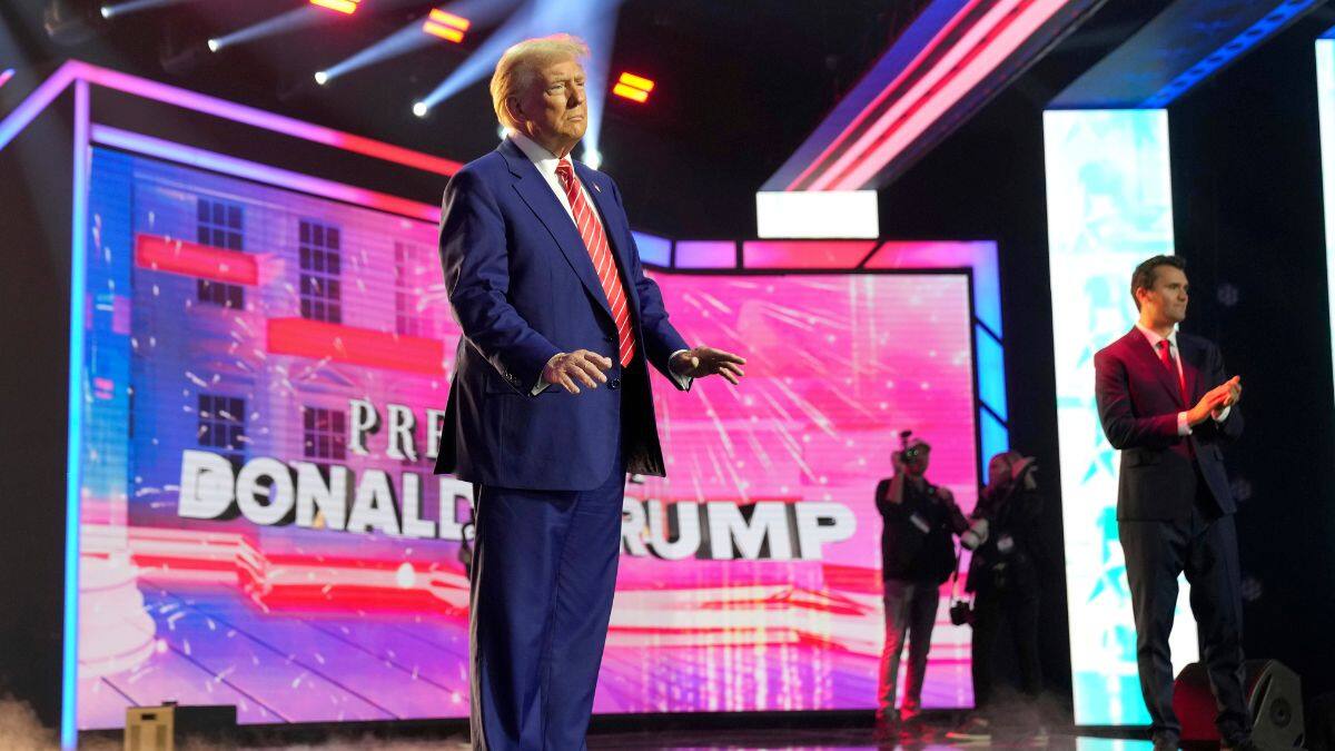 US President-elect Donald Trump arrives to speak at AmericaFest, December 22, 2024, in Phoenix, Arizona, US. File Image/AP