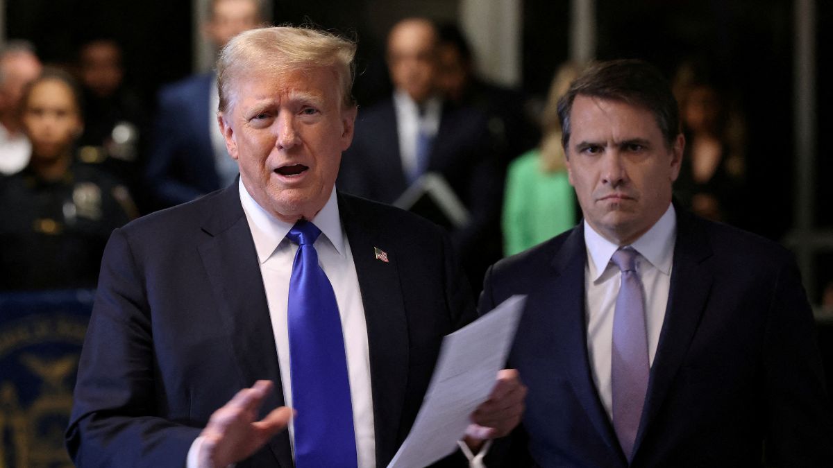 US President-elect Donald Trump, alongside his attorney Todd Blanche, speaks to the media as he arrives for his criminal trial for allegedly covering up hush money payments at Manhattan Criminal Court on May 30, 2024 in New York City, US. File Image/Reuters US President-elect Donald Trump, alongside his attorney Todd Blanche, speaks to the media as he arrives for his criminal trial for allegedly covering up hush money payments at Manhattan Criminal Court on May 30, 2024 in New York City, US. File Image/Reuters