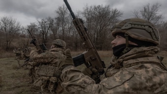Ukrainian soldiers of the 1st Separate Assault Battalion Da Vinci take part in a training exercise in the Dnipropetrovsk region, on December 12, 2024, amid the Russian invasion of Ukraine. AFP File
